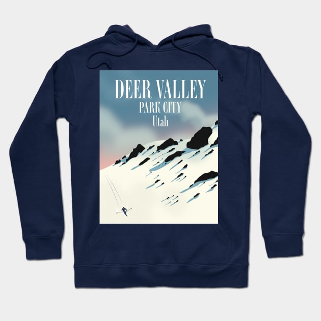 Deer Valley, park city, Utah, ski poster Hoodie by nickemporium1